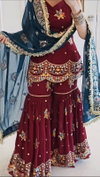 NSR 844 Heavy Faux Georgette With 5mm Embroidery Sequence Work Top With Sharara Dupatta Wholesale Suppliers In Mumbai